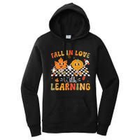 Retro Fall In Love With Learning Autumn Pumpkin Teacher Women's Pullover Hoodie