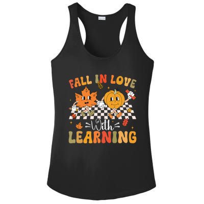 Retro Fall In Love With Learning Autumn Pumpkin Teacher Ladies PosiCharge Competitor Racerback Tank