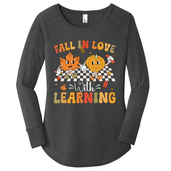 Retro Fall In Love With Learning Autumn Pumpkin Teacher Gift Women's Perfect Tri Tunic Long Sleeve Shirt