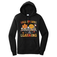 Retro Fall In Love With Learning Autumn Pumpkin Teacher Gift Women's Pullover Hoodie