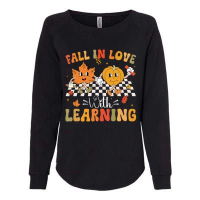 Retro Fall In Love With Learning Autumn Pumpkin Teacher Gift Womens California Wash Sweatshirt