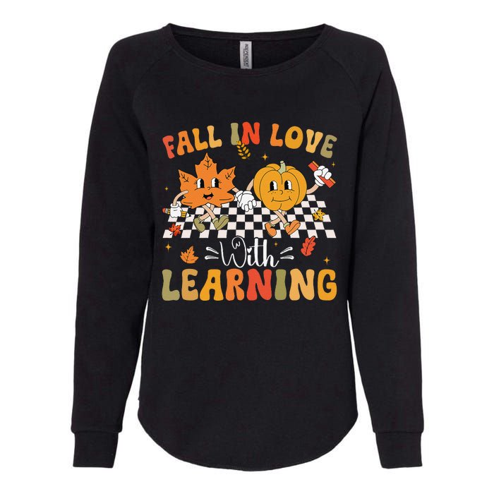 Retro Fall In Love With Learning Autumn Pumpkin Teacher Gift Womens California Wash Sweatshirt