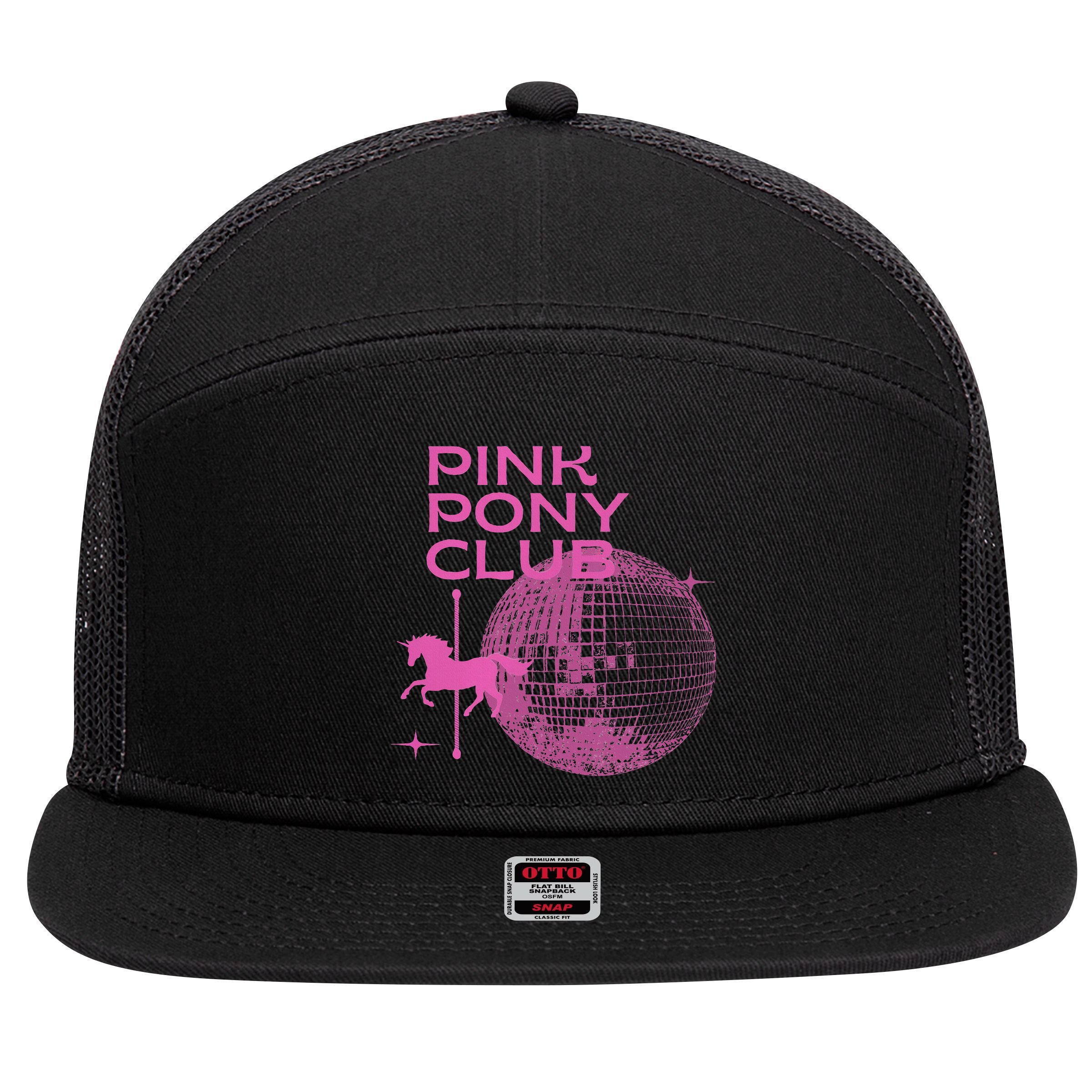 Retro Funny IM Gonna Keep On Dancing Pink Pony Clubs Disco 7 Panel Mesh Trucker Snapback Hat