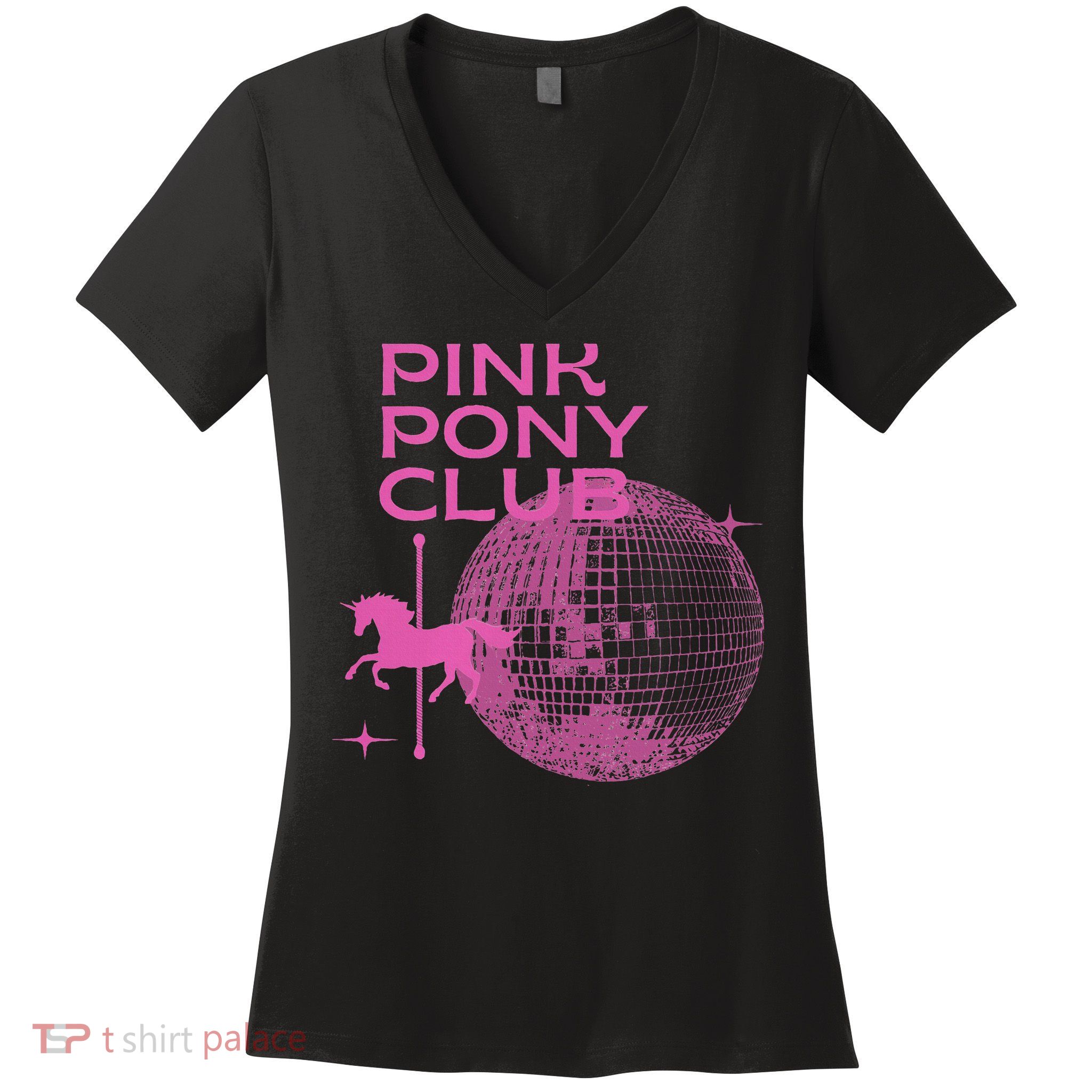 Retro Funny IM Gonna Keep On Dancing Pink Pony Clubs Disco Women's V-Neck T-Shirt