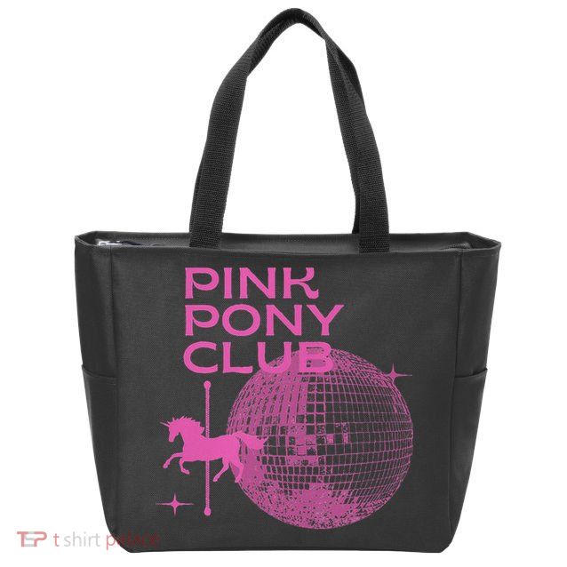 Retro Funny IM Gonna Keep On Dancing Pink Pony Clubs Disco Zip Tote Bag