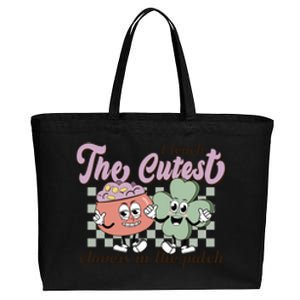 Retro Funny I Teach The Cutest Clovers In The Patch St Patricks Day Cotton Canvas Jumbo Tote