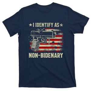 Retro Funny I Identify As Nonbidenary Gun American Flag Gift T-Shirt