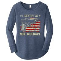 Retro Funny I Identify As Nonbidenary Gun American Flag Gift Women's Perfect Tri Tunic Long Sleeve Shirt