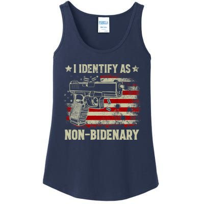 Retro Funny I Identify As Nonbidenary Gun American Flag Gift Ladies Essential Tank