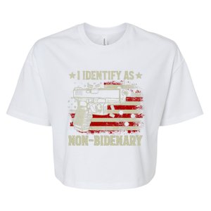 Retro Funny I Identify As Nonbidenary Gun American Flag Gift Bella+Canvas Jersey Crop Tee