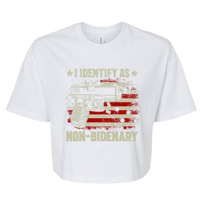 Retro Funny I Identify As Nonbidenary Gun American Flag Gift Bella+Canvas Jersey Crop Tee