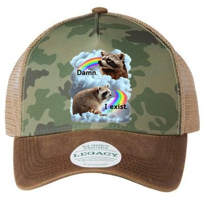 Raccoon Funny I Exist Depression Meme Dark Mental Health Legacy Tie Dye Trucker Hat