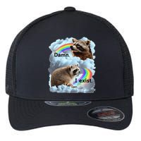 Raccoon Funny I Exist Depression Meme Dark Mental Health Flexfit Unipanel Trucker Cap