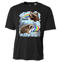 Raccoon Funny I Exist Depression Meme Dark Mental Health Cooling Performance Crew T-Shirt