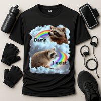 Raccoon Funny I Exist Depression Meme Dark Mental Health Cooling Performance Crew T-Shirt