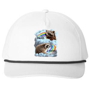 Raccoon Funny I Exist Depression Meme Dark Mental Health Snapback Five-Panel Rope Hat