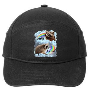 Raccoon Funny I Exist Depression Meme Dark Mental Health 7-Panel Snapback Hat