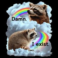 Raccoon Funny I Exist Depression Meme Dark Mental Health 7-Panel Snapback Hat