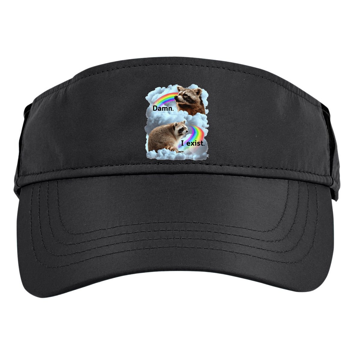 Raccoon Funny I Exist Depression Meme Dark Mental Health Adult Drive Performance Visor