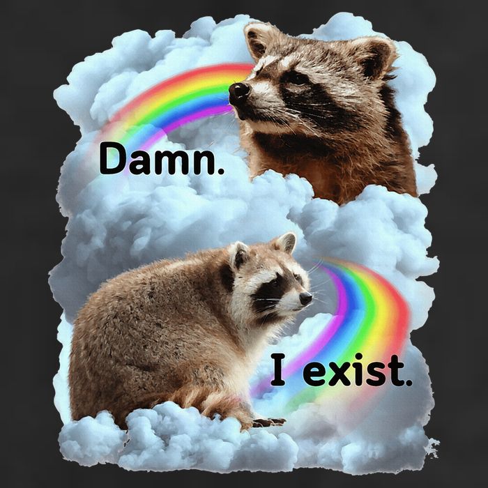 Raccoon Funny I Exist Depression Meme Dark Mental Health Adult Drive Performance Visor