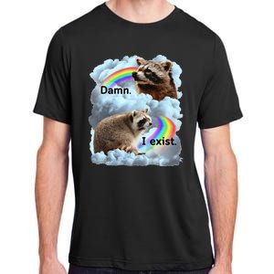 Raccoon Funny I Exist Depression Meme Dark Mental Health Adult ChromaSoft Performance T-Shirt