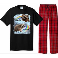 Raccoon Funny I Exist Depression Meme Dark Mental Health Pajama Set