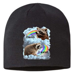 Raccoon Funny I Exist Depression Meme Dark Mental Health Sustainable Beanie