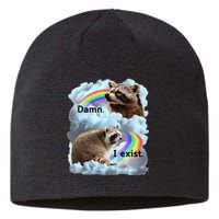 Raccoon Funny I Exist Depression Meme Dark Mental Health Sustainable Beanie