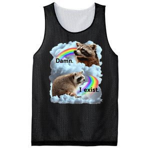 Raccoon Funny I Exist Depression Meme Dark Mental Health Mesh Reversible Basketball Jersey Tank