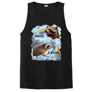 Raccoon Funny I Exist Depression Meme Dark Mental Health PosiCharge Competitor Tank