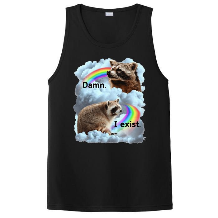 Raccoon Funny I Exist Depression Meme Dark Mental Health PosiCharge Competitor Tank