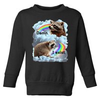 Raccoon Funny I Exist Depression Meme Dark Mental Health Toddler Sweatshirt