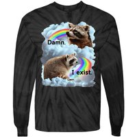 Raccoon Funny I Exist Depression Meme Dark Mental Health Tie-Dye Long Sleeve Shirt