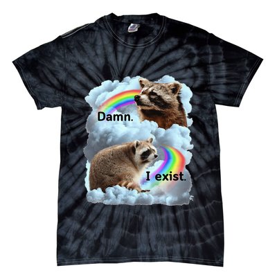 Raccoon Funny I Exist Depression Meme Dark Mental Health Tie-Dye T-Shirt