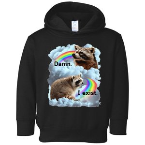 Raccoon Funny I Exist Depression Meme Dark Mental Health Toddler Hoodie