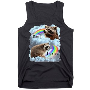 Raccoon Funny I Exist Depression Meme Dark Mental Health Tank Top