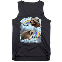 Raccoon Funny I Exist Depression Meme Dark Mental Health Tank Top