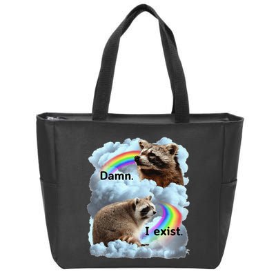 Raccoon Funny I Exist Depression Meme Dark Mental Health Zip Tote Bag