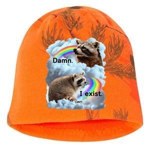 Raccoon Funny I Exist Depression Meme Dark Mental Health Kati - Camo Knit Beanie