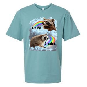 Raccoon Funny I Exist Depression Meme Dark Mental Health Sueded Cloud Jersey T-Shirt