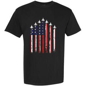 Retro Fighter Jet Airplane Usa Flag 4th Of July Garment-Dyed Heavyweight T-Shirt