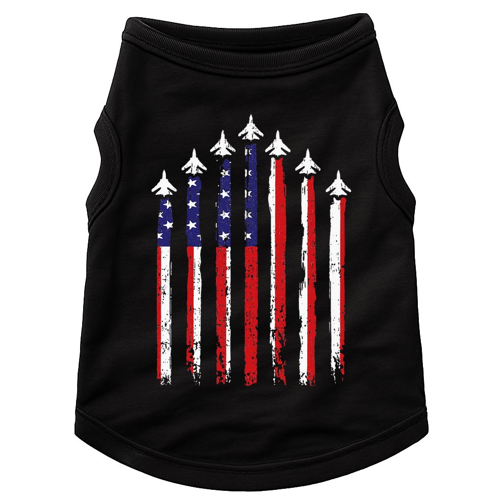 Retro Fighter Jet Airplane Usa Flag 4th Of July Doggie Tank