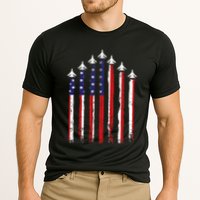 Retro Fighter Jet Airplane Usa Flag 4th Of July Cooling Performance Crew T-Shirt