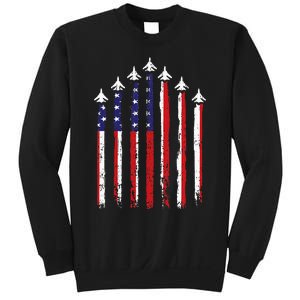 Retro Fighter Jet Airplane Usa Flag 4th Of July Sweatshirt