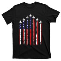 Retro Fighter Jet Airplane Usa Flag 4th Of July T-Shirt