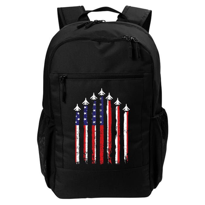 Retro Fighter Jet Airplane Usa Flag 4th Of July Backpack