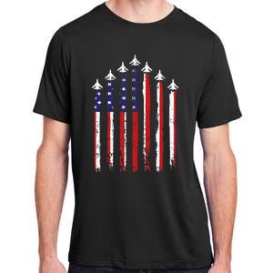 Retro Fighter Jet Airplane Usa Flag 4th Of July Adult ChromaSoft Performance T-Shirt