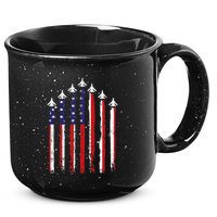 Retro Fighter Jet Airplane Usa Flag 4th Of July 15oz Campfire Ceramic Mug