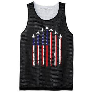 Retro Fighter Jet Airplane Usa Flag 4th Of July Mesh Reversible Basketball Jersey Tank