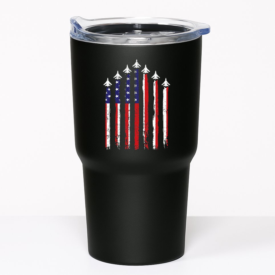 Retro Fighter Jet Airplane Usa Flag 4th Of July Tumbler